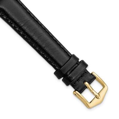 14mm Black Oilskin Leather with Gold-tone Buckle Watch Band Gold-tone BAY337-14, MPN: BAY337-14,