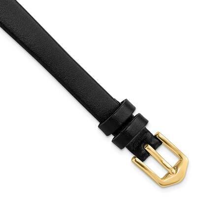 Long 10mm Black Calfskin Gold-tone Buckle Watch Band Gold-tone BA332L-10, MPN: BA332L-10,
