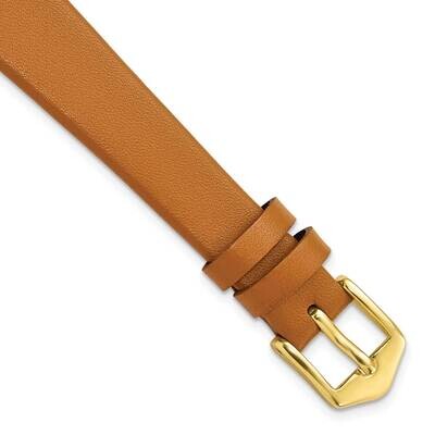 14mm Light Brown Classic Calfskin Gold-tone Buckle Watch Band Gold-tone BA535-14, MPN: BA535-14,