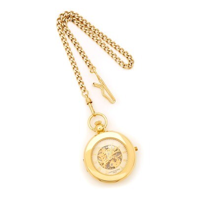 Charles Hubert Gold Finish Brass 2-Photo Insert Pocket Watch XWA3333, MPN: XWA3333, 811233017846