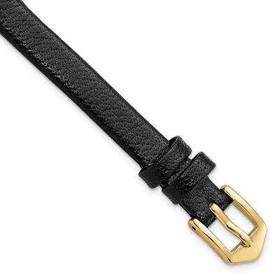 8mm Black Flat Polished Calfskin Watch Band Gold-tone BA543-8, MPN: BA543-8,