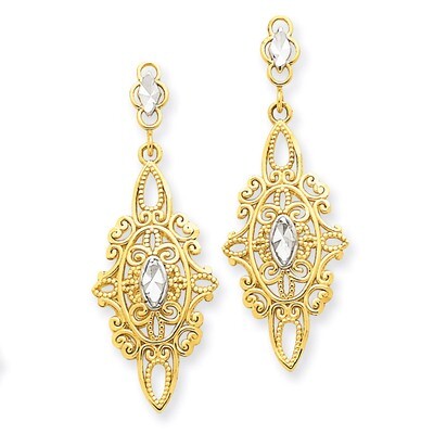 Diamond-cut Filigree E 14k Gold Rhodium H838, MPN: H838, 886774097275