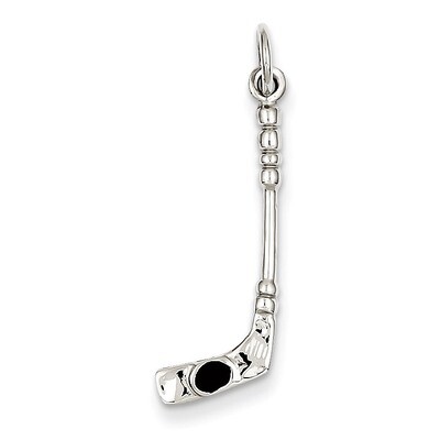 3-Dimensional Black Enameled Hockey Stick Cha 14k White Gold Solid Polished K1125, MPN: K1125, 8839…