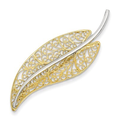 Filigree Leaf Pin 14K Gold &amp; Rhodium K740, MPN: K740, 869786087045