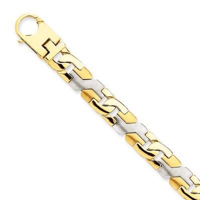 8.35mm Satin &amp; Polished Fancy Link B 9 Inch 14k Two-Tone Gold LK565-9, MPN: LK565-9, 886774621265