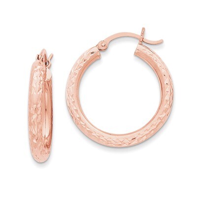 3mm Diamond-cut Hoop 14k Rose Gold T1014, MPN: T1014, 883957286037