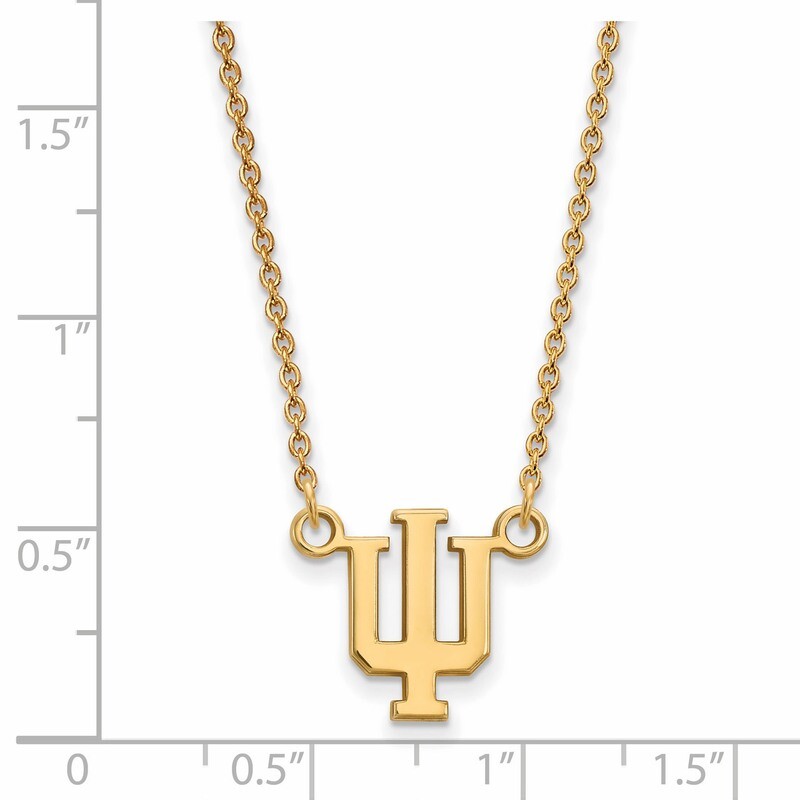 Indiana University Small Pendant with Chain Necklace 14k Yellow Gold 4Y015IU-18, MPN: 4Y015IU-18, 8…