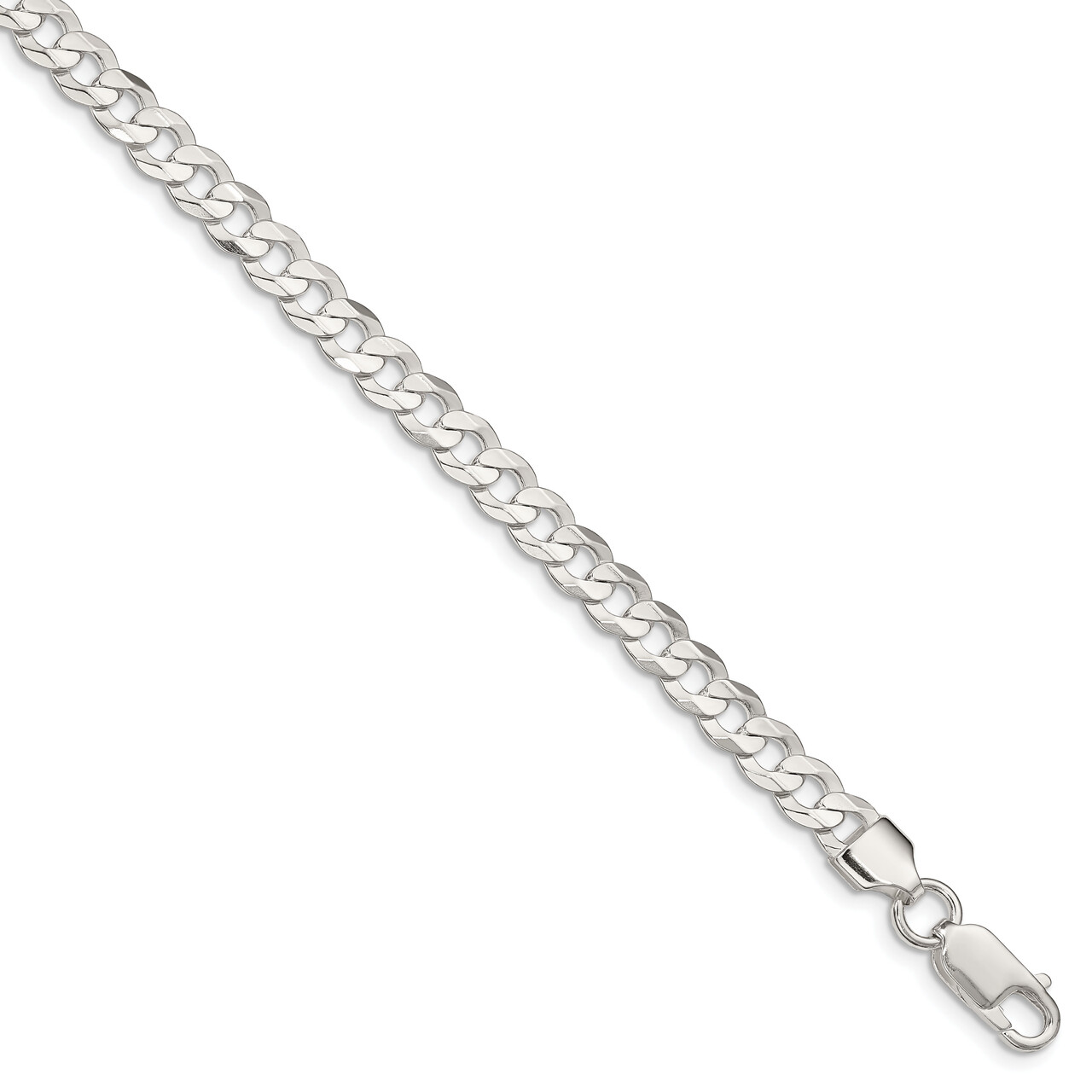 22 Inch 5.65mm Concave Beveled Curb Chain Sterling Silver QCBC150-22