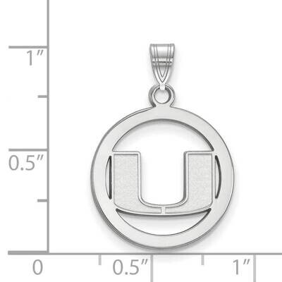 Rh-P University of Miami Medium Pendant In Circle 10k White Gold 1W033UMF
