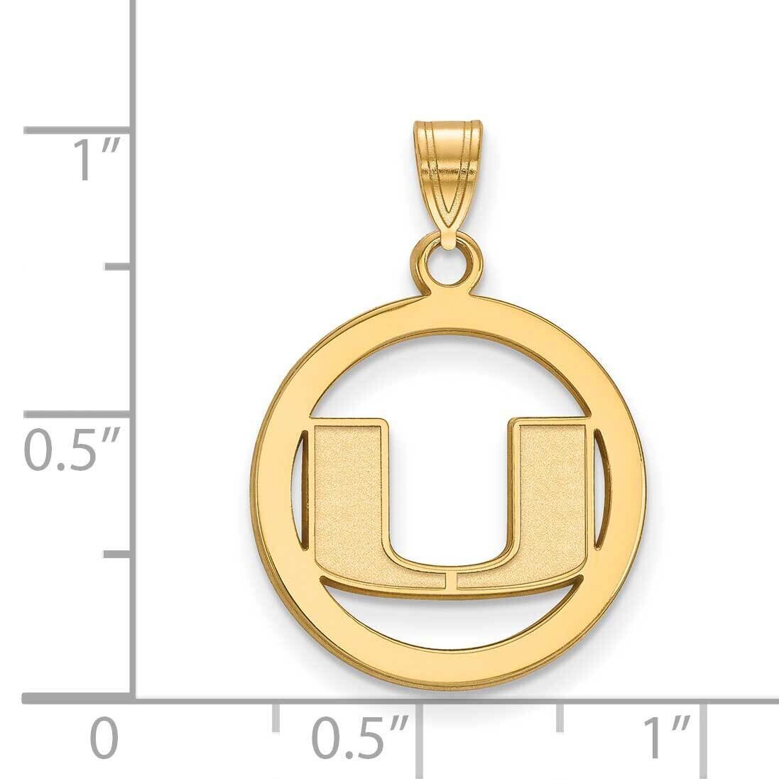 University of Miami Medium Pendant In Circle 10k Yellow Gold 1Y033UMF