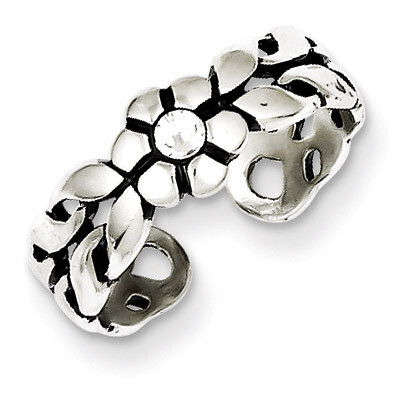 Stellux Crystal Toe Ring Antiqued Sterling Silver QR1912, MPN: QR1912, 883957184463