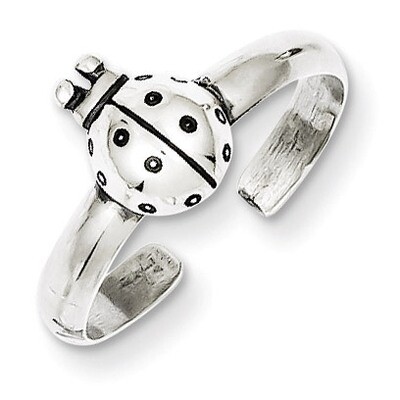 Ladybug Toe Ring Antiqued Sterling Silver QR773, MPN: QR773, 883957253411