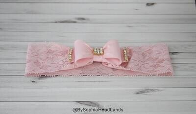 Baby Headband Light Pink Lace Headband Light Pink Baby Headband Baby Bow Headband Baby Girl Headband Photo Prop Lace Headband 869