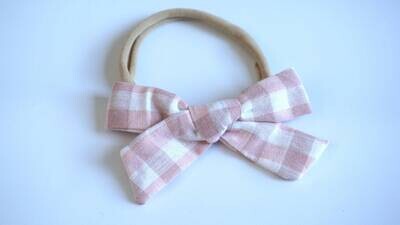 Baby Pink Plaid Headband Black Bow Headband Baby Bow Headband Newborn Headband Baby Girl HeadbandNylon Headband Bow Headband 981