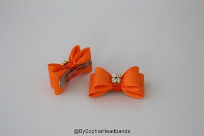 Orange Baby Bow Hair Clip Bow Hair Clip Baby Hair Clip Rhinestone Hair Clip Girl Hair Clip Baby Hair Clip 649