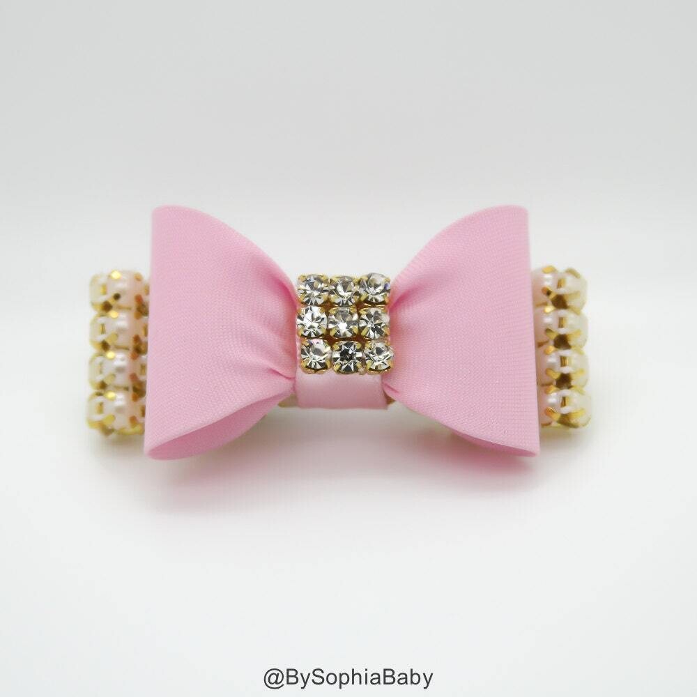 Baby Bow Hair Clip Light Pink Bow Hair Clip Pink baby Hair Clip Rhinestone Hair Clip Baby Hair Clip Toddler Bow Hair Clip 975