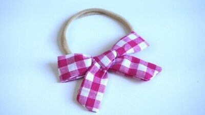Pink Plaid Headband Black Bow Headband Baby Bow Headband Newborn Headband Baby Girl HeadbandNylon Headband Bow Headband 981