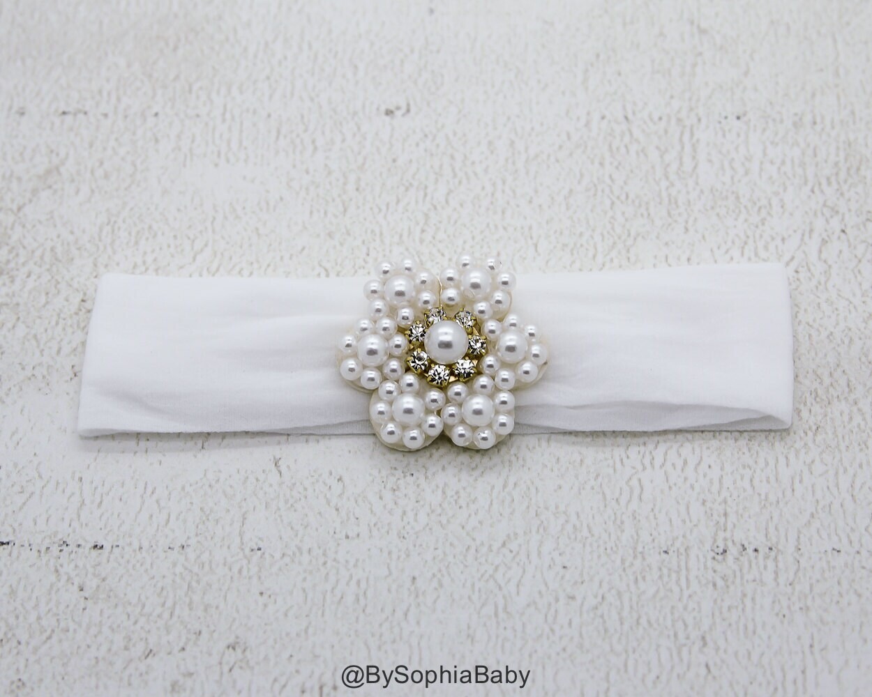 Baby Headband Baby White Pearl Flower Headband Baby White Headband Baby Pearl Headband Flower Girl Headband Baptism Headband 937
