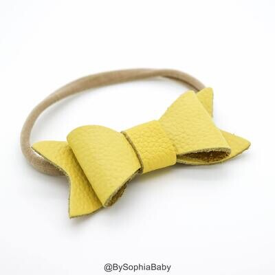 Baby Headband Yellow Leather Bow Baby Leather Bow Headband Leather Bow Baby Leather Hair Bow 123
