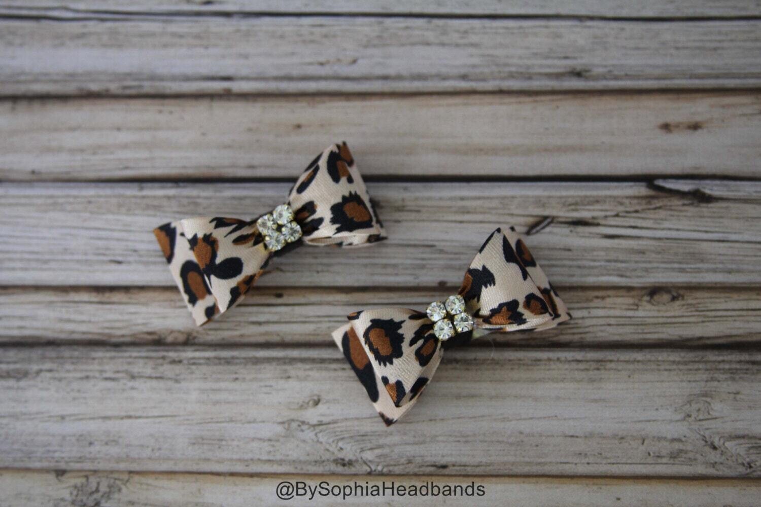 Cheetah Baby Bow Hair Clip Bow Hair Clip Hair Clip Rhinestone Hair Clip Flower Girl Hair Clip Baby Hair Clip 649