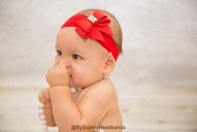 Baby Headband Red Bow Headband Christmas Headband Red Baby Headband Newborn Headband Red Baby Nylon Headband Red Bow Headband 798