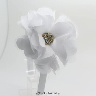 White Girls Headband White Toddler Headband Flower Girl Headband Flower Headband Girls Headband Rhinestones Head band 1122