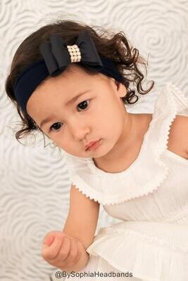 Navy Blue Big Bow Headband Navy Blue Baby Headband Navy Blue Baby Headband Newborn Headband Blue Bow Headband Nylon Headband 936