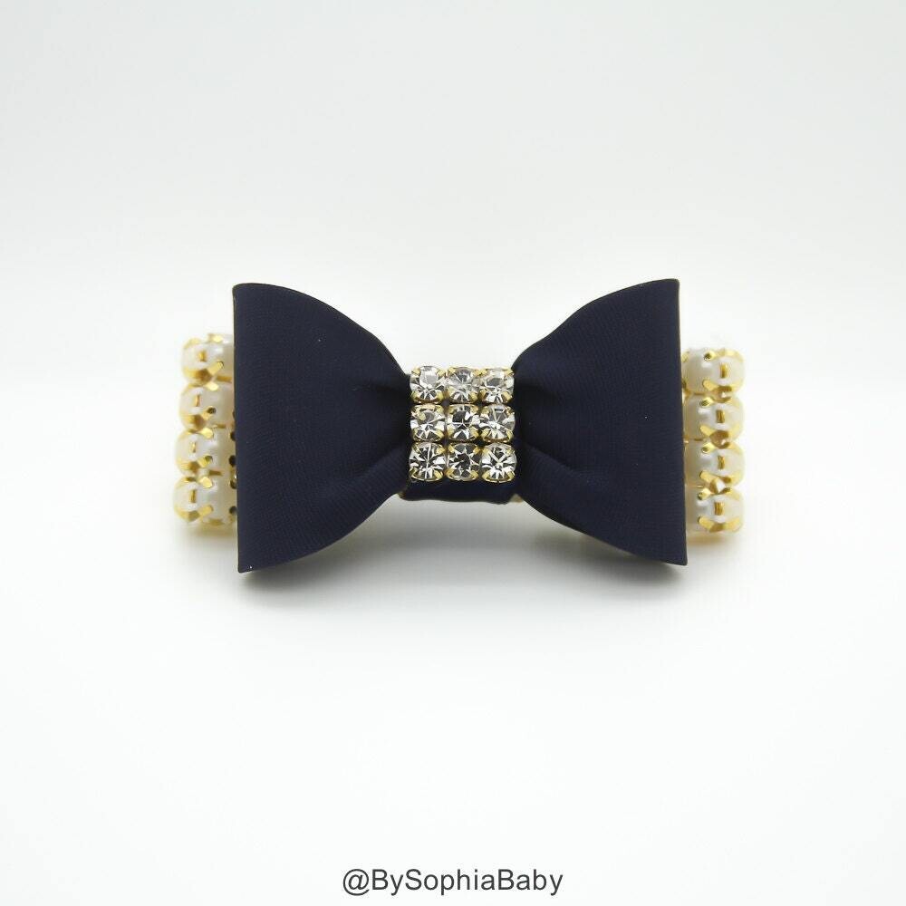 Baby Bow Hair Clip Navy Blue Bow Hair Clip Navy Blue baby Hair Clip Rhinestone Hair Clip Baby Hair Clip Toddler Bow Hair Clip 975