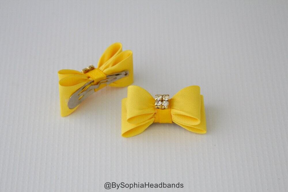 Yellow Baby Bow Hair Clip Bow Hair Clip Yellow Hair Clip Rhinestone Hair Clip Girl Hair Clip Baby Hair Clip 649