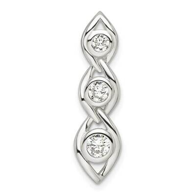3-Stone CZ Diamond Fancy Slide Sterling Silver Polished QP5563, MPN: QP5563,
