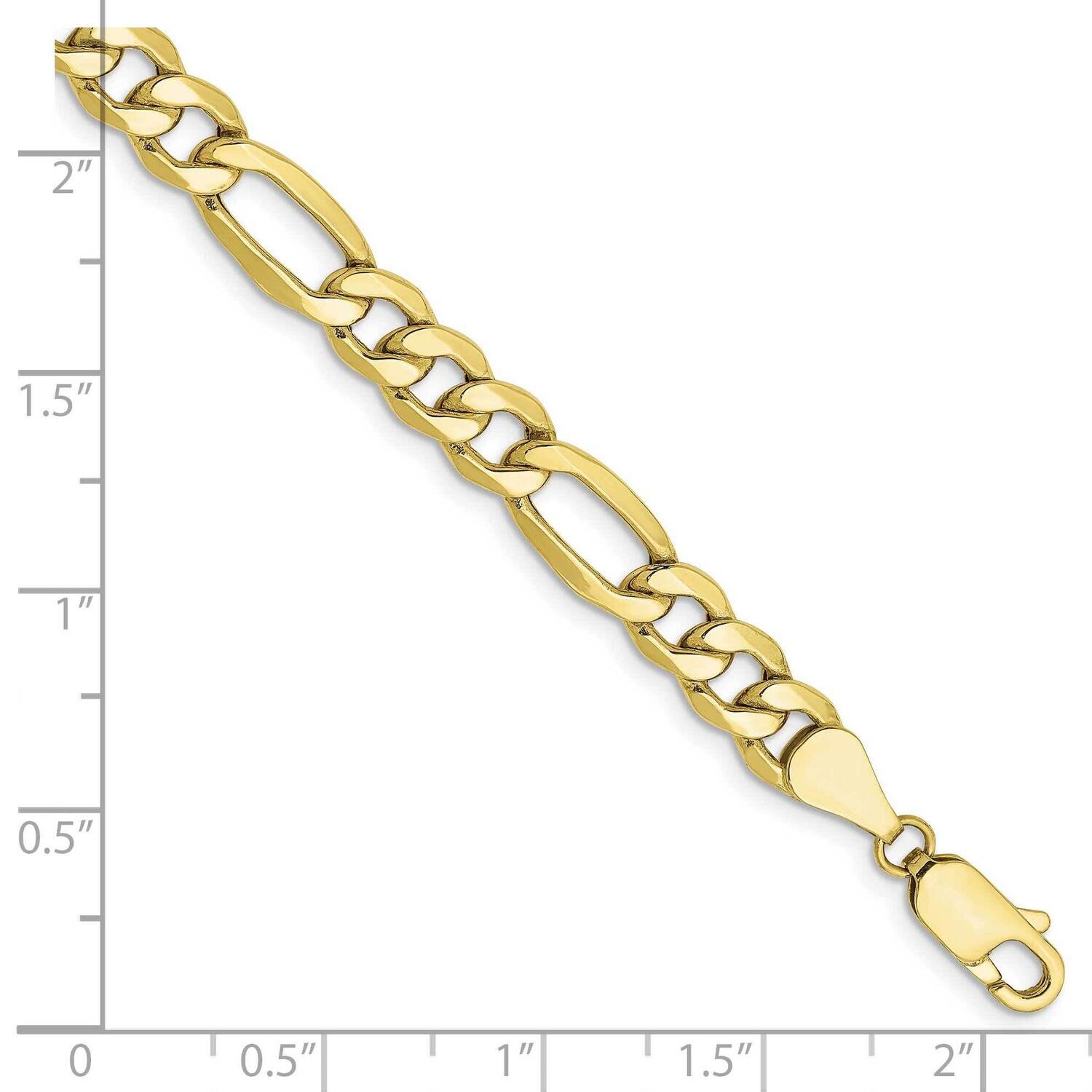 6.25mm Semi-Solid Figaro Chain 9 Inch 10k Gold 10BC96-9, MPN: 10BC96-9, 191101568084