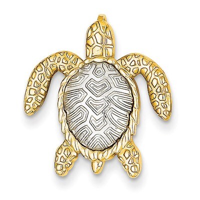 14k Two-tone White &amp; Yellow Gold Turtle Pendant Slide 14k Two-Tone Gold K4881, MPN: K4881, 88677461…