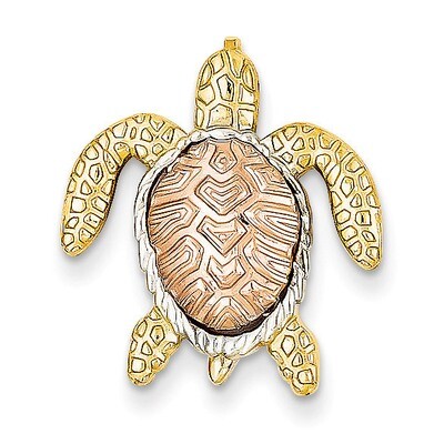 White Rhodium Turtle Pendant Slide 14k Two-Tone Gold K4882, MPN: K4882, 886774616803