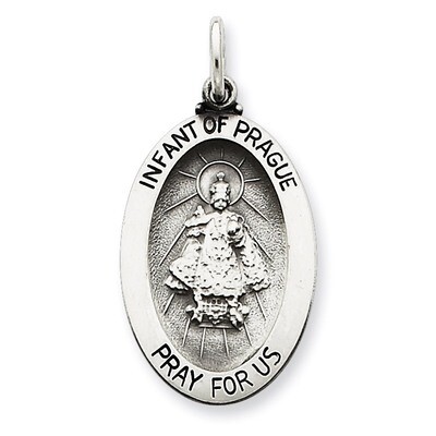 Infant of Prague Medal Antiqued Sterling Silver QC3450, MPN: QC3450, 191101181610