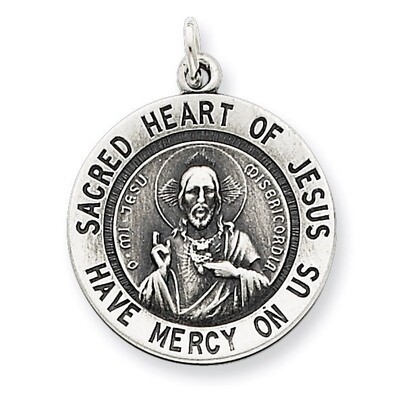 Sacred Heart of Jesus Medal Sterling Silver QC3459, MPN: QC3459, 883957524801