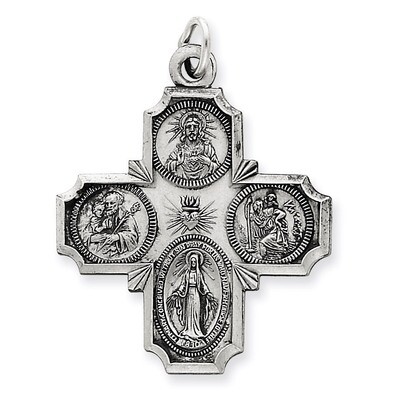 4-way Medal Antiqued Sterling Silver QC3471, MPN: QC3471, 191101181665