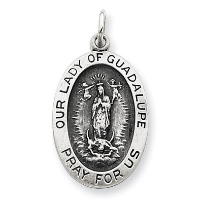 Our Lady of Guadalupe Medal Sterling Silver QC3474, MPN: QC3474, 191101181689