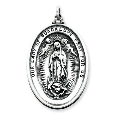 Our Lady of Guadalupe Medal Sterling Silver QC3476, MPN: QC3476, 191101181702