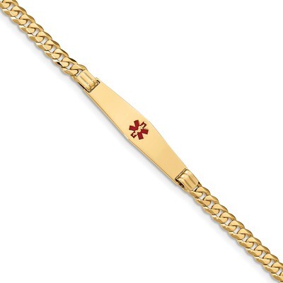 Medical Soft Diamond Shape Red Enamel Curb Link ID Bracecet 14k Gold XM568CC-7, MPN: XM568CC-7, 191…