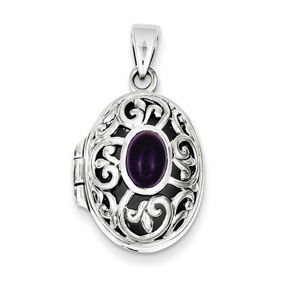 Amethyst Locket Sterling Silver QP228, MPN: QP228, 191101279966