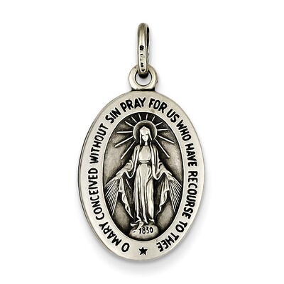 Miraculous Medal Antiqued Sterling Silver QC3484, MPN: QC3484, 886774107868