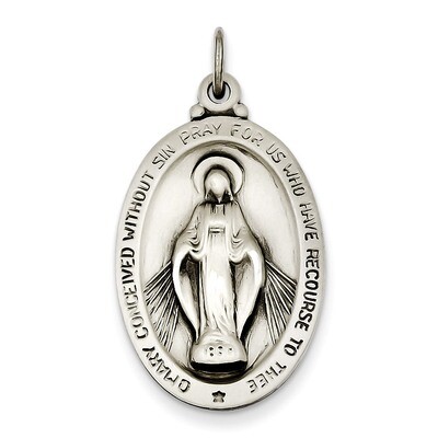 Miraculous Medal Antiqued Sterling Silver QC3495, MPN: QC3495, 886774107943