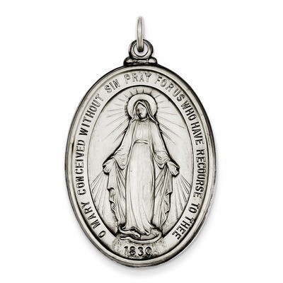 Miraculous Medal Antiqued Sterling Silver QC3493, MPN: QC3493, 191101181733