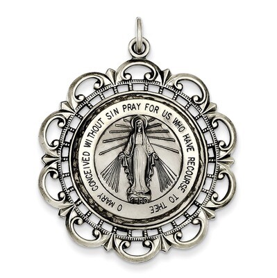 Miraculous Medal Antiqued Sterling Silver QC3500, MPN: QC3500, 191101181788