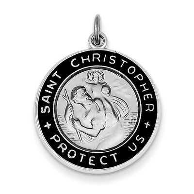 Saint Christopher Medal Sterling Silver Enameled QC3531, MPN: QC3531, 886774108155