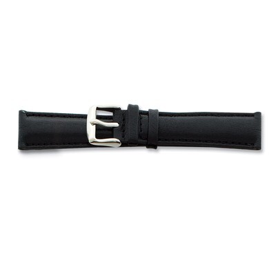 22mm Short Black Smooth Leather Chrono Silver-tone Bkl Watch Band 6.75 Inch BA141S-22, MPN: BA141S-…