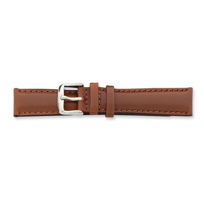 24mm Long Havana Leather Chrono Watch Band 8.5 Inch Silver-tone Buckle BA142L-24, MPN: BA142L-24, 8…