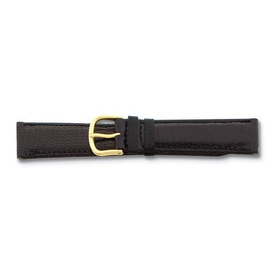 19mm Black Genuine Lizard Buckle Watch Band 7.5 Inch Gold-tone BA145-19, MPN: BA145-19, 886774142401