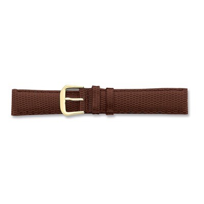 16mm Short Brown Lizard Grain Leather Buckle Watch Band 6.75 Inch Gold-tone BA16S-16, MPN: BA16S-16…