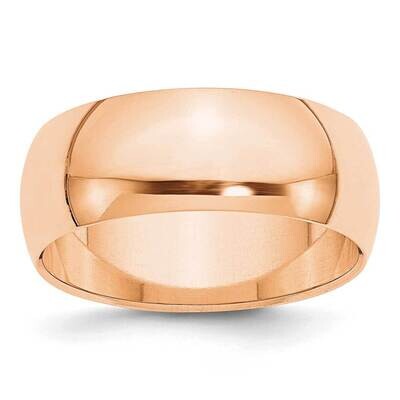 8mm Half Round Band 10k Rose Gold 1RHR080, MPN: 1RHR080, 191101678295